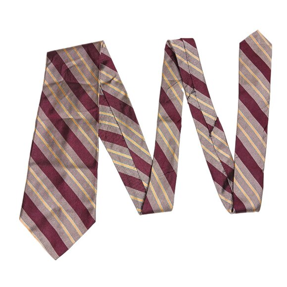 Garrick Anderson Silk Repp Tie Men’s 58” Burgundy Gold Stripe Preppy Wide New - Picture 2 of 4